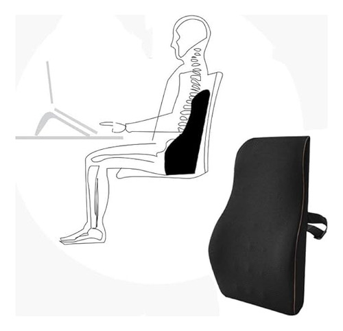 Respaldar Cojin Lumbar Viscoelastico C/ Gel 3d + Funda Negra
