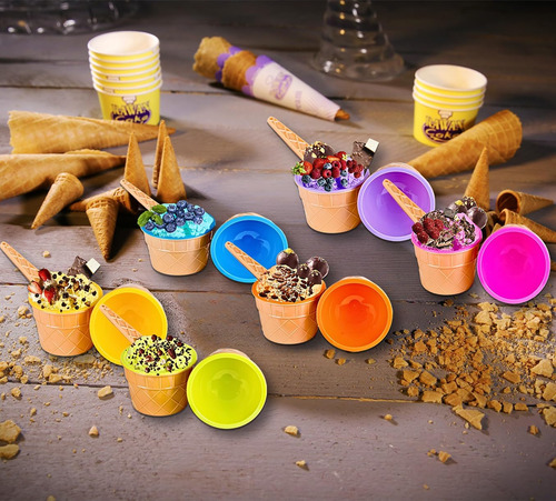 Vasos De Helado De Plástico Con Cucharas | Tazones De Postre