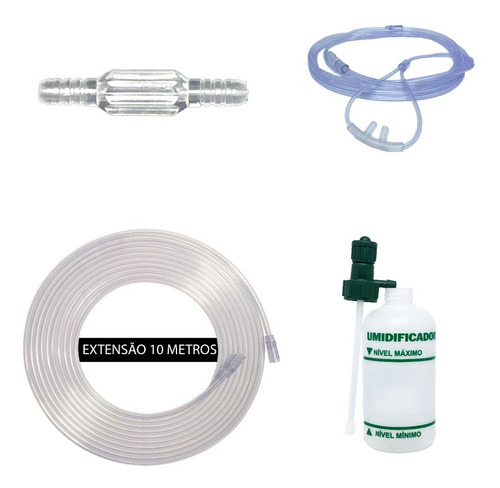 Mangueira Oxigeno 10m + Cateter Nasal + Conector + Copo Umid