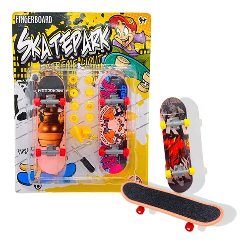 Kit 2 Skate De Dedo C/ Lixa Fingerboard Criança + Acessórios