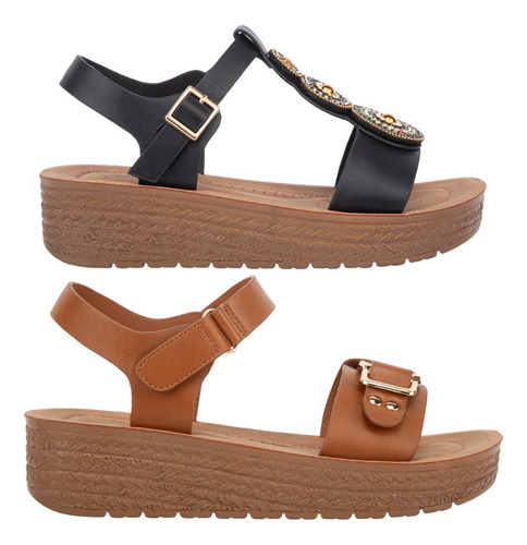 Sandalias Dama Vi Line Kit 2 Pares Planas 1192843