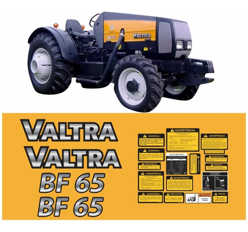 Kit Adesivo Faixas Compatível Trator Valtra Bf65 + Etiquetas