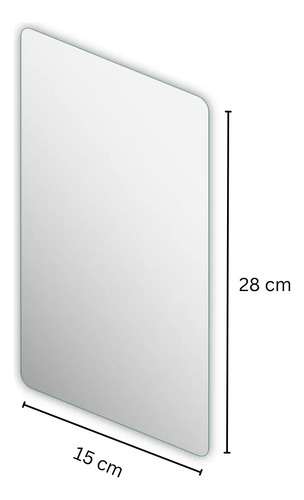 Espelho De Barbear C Fita Dupla Face 28 X 15 Cm Box Banheiro Moldura Sem Moldura