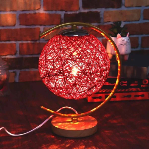 Luminaria Abajur Lua Cupula Bola Barbante Rustica Enfeite