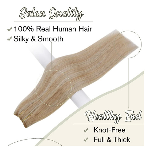 Extensiones Cabello Humano 1pz Rubio Con Mechas Cl 16in 80gr