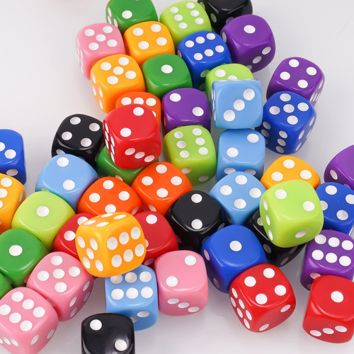 Nitoy Juego De Dados De 0.630 In, 50 Unidades De 6 Caras, Co