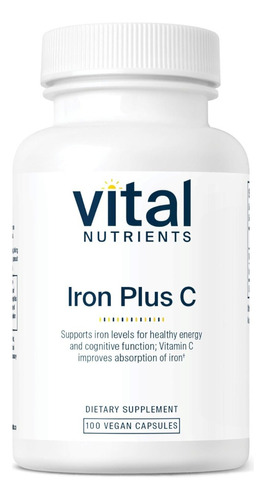 Hierro Con Vitamina C Vital Nutrients 100 Cápsulas Veganas