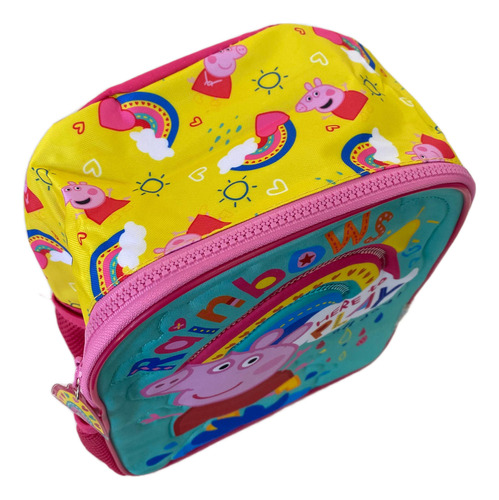 Mochila Infantil Escolar Espalda Peppa Pig 12'' 11810 Color Violeta/verde Diseño De La Tela Hello Kitti
