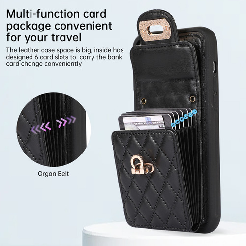 Funda De Lujo Con Múltiples Ranuras Para Tarjetas Con Textura De Piel En La Parte Trasera Para iPhone 15, 14, 13, 12, 11 Pro, Max Plus, Xs, Xr, Xsmax