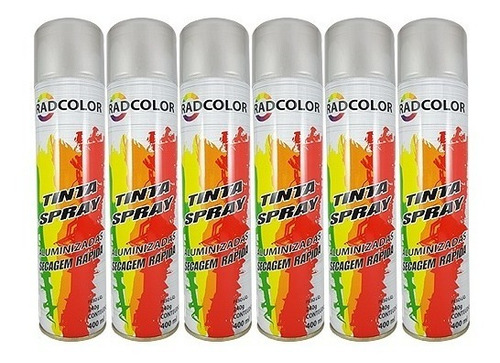 Tinta Spray Automotiva Alumínio Para Rodas Kit 6 Unidades