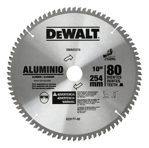 Disco De Sierra Circular 10 PuLG Para Aluminio 80 T Dewalt