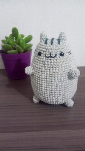 Amigurumi Gatito Pusheen Tejido A Crochet Gris