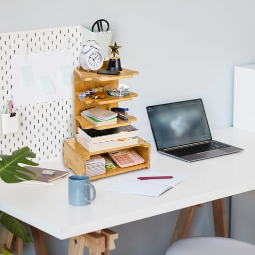 Estantería De Escritorio De 4 Niveles Con Cajón