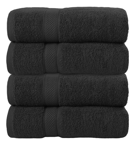  Bluelander juego de 4 toallas de baño 140cm x 70cm color negro liso