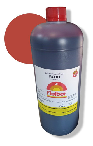 Colorante Liquido Comestible Fleibor Rojo  1ltr Sin Tacc