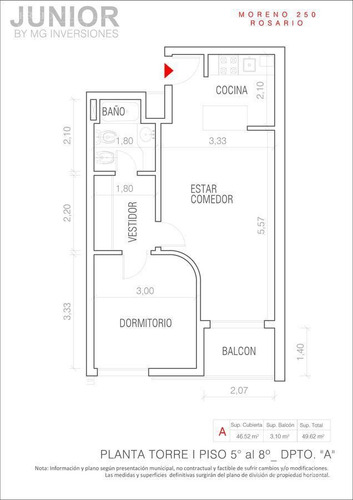 Imagen 12 de 14 de Departamento De 1 Dormitorio En Venta En Rosario