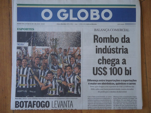 Jornal O Globo Botafogo Campeão Carioca 2013