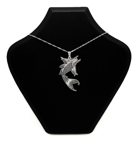 Cadena Y Dije Pez Koi Plata 925 Plateado 45 Cm