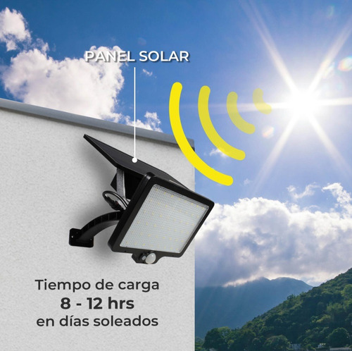 3 Lámparas, Solar Led 14w, Luz Gama Alta, Sensor Movimiento. Negro