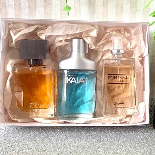 Presente Natal Com 3 Perfumes Masculino Miniatura 25ml Essencial Tradicional Kaiak Clássico Natura E Celso Portiolli Jequiti