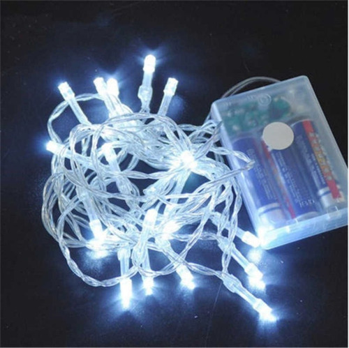 Imagen 4 de 4 de Luces A Pila Navidad Blancas Led 6m Guirnaldas + Pilas
