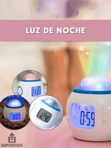 Reloj despertador con luz led y proyector sale