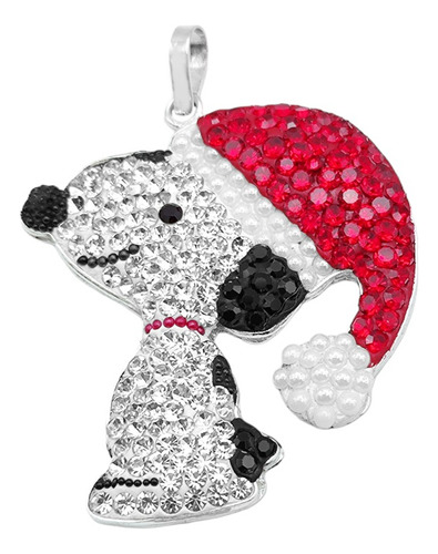 Dije Collar De Snoopy Navideño En Plata 925 Con Cadena