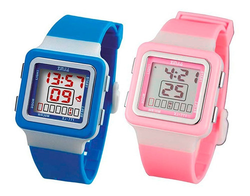 Relógio Infantil Kit 2 Esportivo Digital Prova D'água Cores Cor da correia Rosa e azul