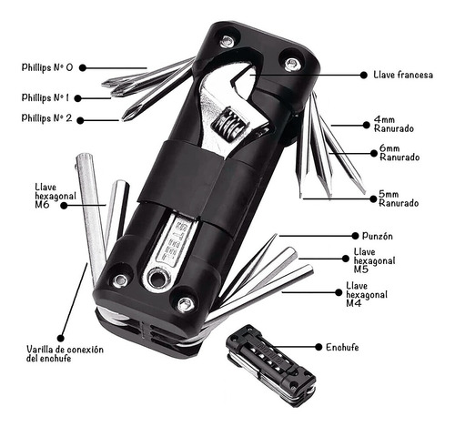 Imagen 9 de 10 de Set 16 En 1 Herramientas Para Bicicleta.