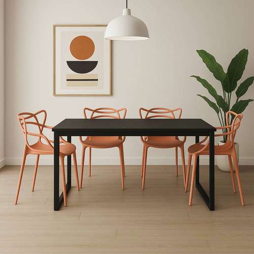 Conjunto 4 Cadeiras Mesa Com Tampo Mdp Cozinha E Jantar