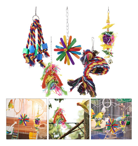 Cuerda Para Pájaros Parrot Toy Con Campana, Colorida, Para M