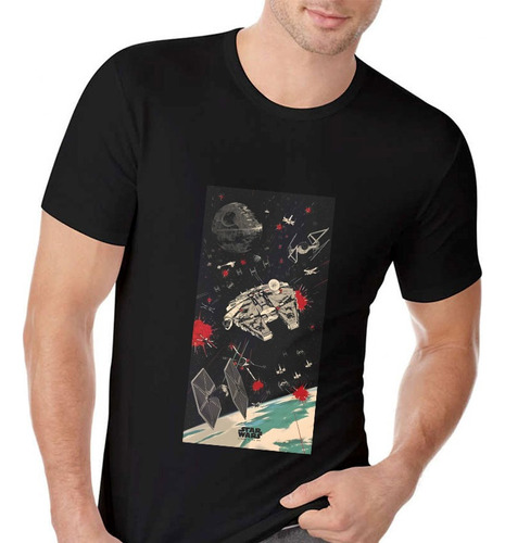 Polera Unisex Star Wars Halcon Milenario Naves De Combate!