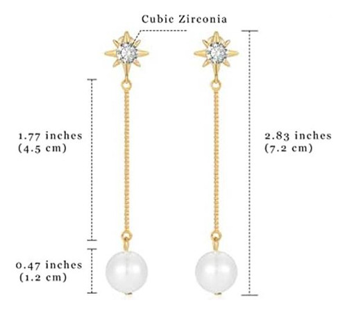 Mesovor Aretes Colgantes De Perlas De Cadena Larga, Aretés |