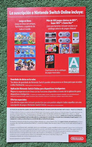 Suscripcion Switch Online 12 Meses Nuevos Usuarios (Usado)