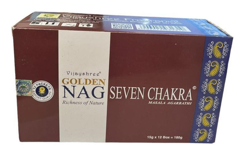 Golden Nag Seven Chakra Incenso Indiano Vijayshree Massala Fragrância 7 chakra
