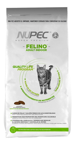 Imagen 1 de 1 de Alimento Nupec Nutrición Científica Consciente Indoor para gato adulto sabor pollo, salmon y arroz en bolsa de 5kg