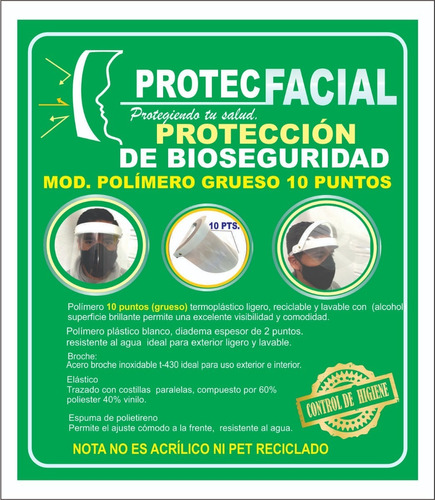 Careta Protectora Polímero Grueso 10 Puntos) Ligera. Cómoda