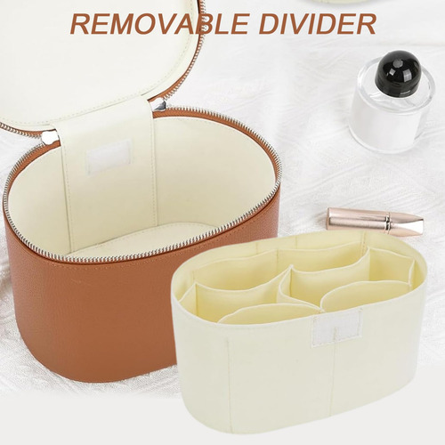 Bolsa De Maquillaje Neceser De Piel Sintética Con Divisor
