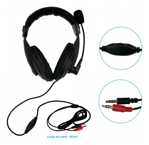 Cintillo Audifono Microfono Doble-plug 2-3,5mm-m 180cm-cable