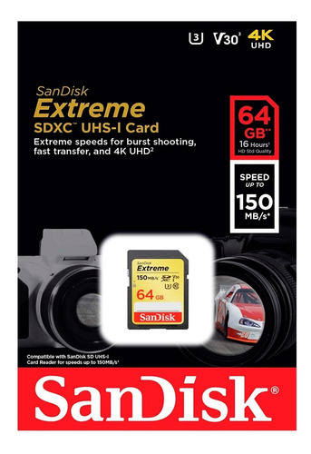 Memoria Sd Sandisk Extreme 64gb 150mb/s