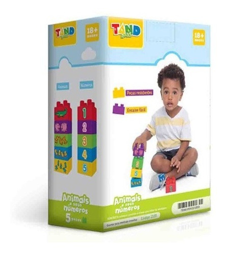 Imagem 2 de 2 de Animais E Seus Números Blocos De Montar - 5p - Tand Kids