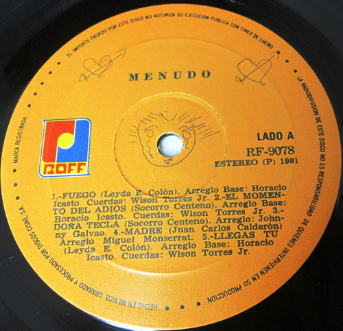 Menudo - Fuego Lp