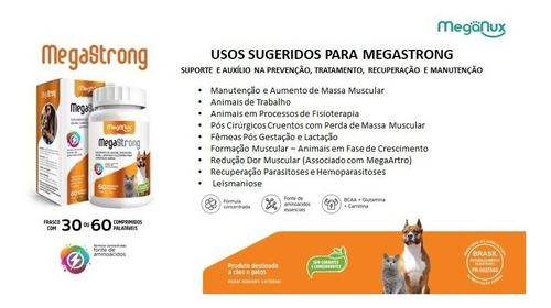 Suplemento Mega-strong Bcaa 60comp - Cães E Gatos