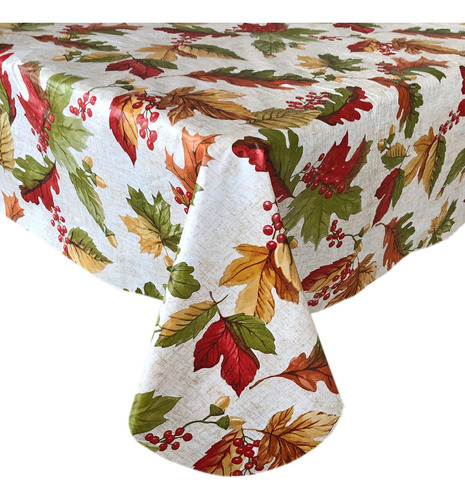 Mantel Para Mesa Cuadrada Estampado Hojas De Otoño Blanco