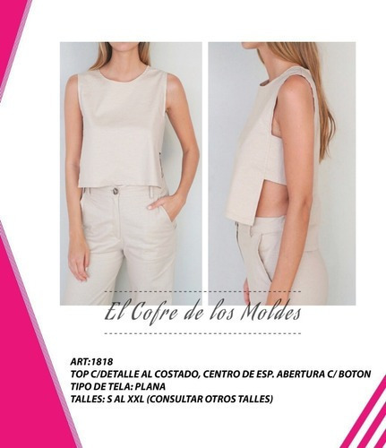 Molde  Top C/ Detalle Al Costado Pack Talles S A Xxl