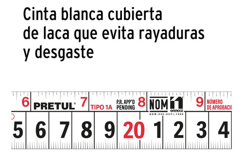 Flexómetro 8 M Cinta 25 Mm Por Pieza Pretul 21625