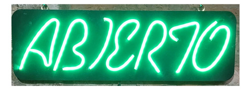 Cartel Abierto Led Neon Grande 60 X 18 Cm Verde