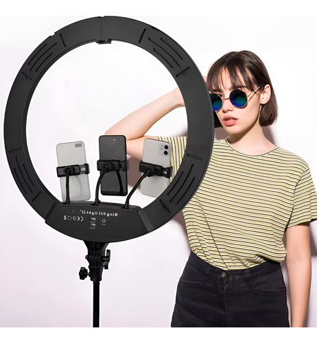 Aro De Luz 45cm Rgb Profesional 3 Soportes Celular + Trípode Negro