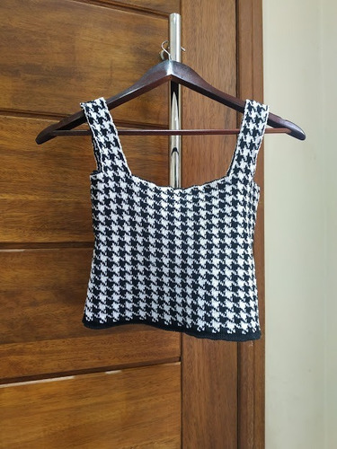 Imagem 5 de 5 de Cropped Pied Poule Blusinha Xadrez Moda Colete Sobreposição