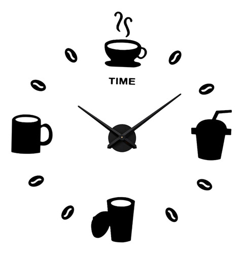 Acrílico Diy 3d Reloj De Pared Pegatinas Taza De Negro